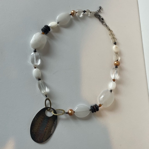 Silpada Necklace with Jade, mother of pearl, shell, and sterling silver 18” - Picture 2 of 12